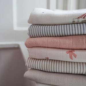 Набор муслиновых пеленок Cam Cam Copenhagen "Carousel", 2 шт, микс с кремовым, 70 x 70 см